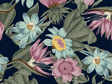 Retro Blue Powder Flower Decoration Wallpaper texture (ID:ffaeh707839)