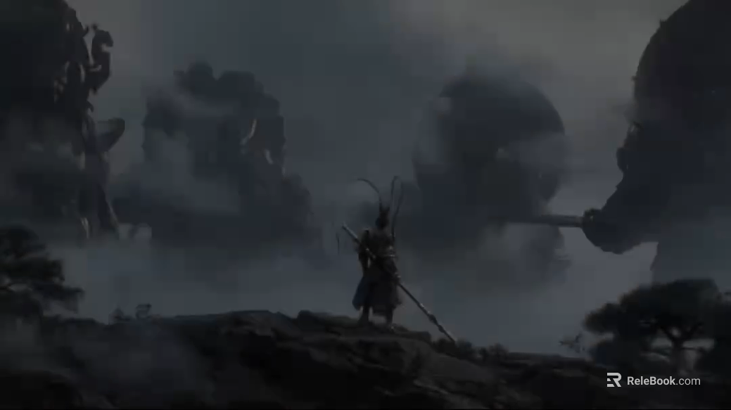Dark Wind Wukong Xianxia Scene Illustration texture