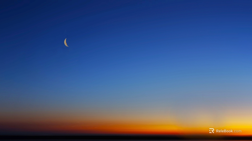 Blue Orange Gradient Sky Crescent Night Scene texture