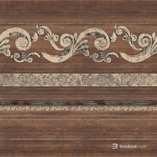 Retro dark brown wood carved wall panel texture