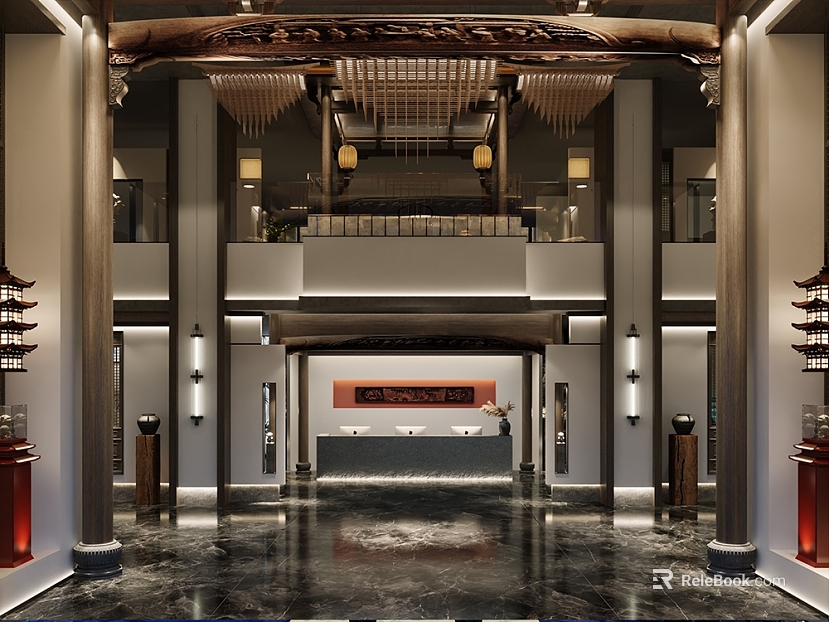 New Chinese Style Dark Grey Marble Lobby Floor texture