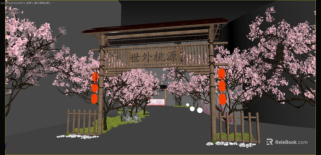 Entrance of Chinese Peach Blossom Gate Tower Scenic Area texture