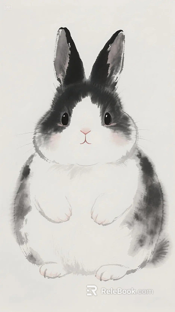 Rabbit Decorative Painting Modern Art Hanging Painting Animation Decorative Painting Animal Painting Traditional Chinese Painting Chinese Style Hanging Painting texture