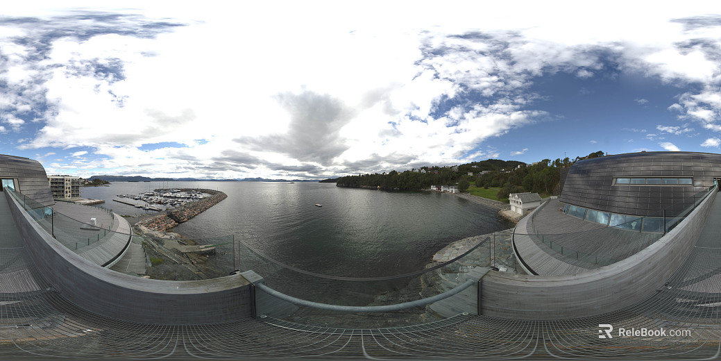 Daytime cloudy city dock HDR texture
