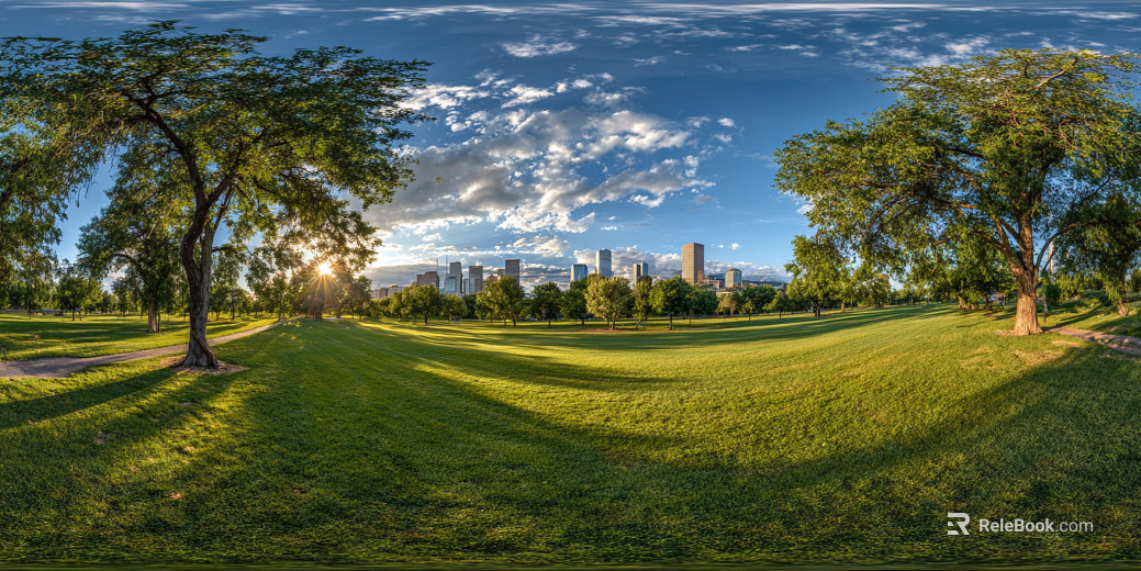 Dusk Sunset City Park Panorama HDR texture