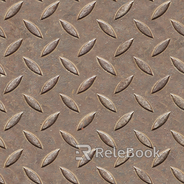 The image depicts a section of diamond plate metal, characterized by its distinctive raised diamond pattern on a flat surface, typically used for industrial flooring or decorative elements requiring slip resistance.