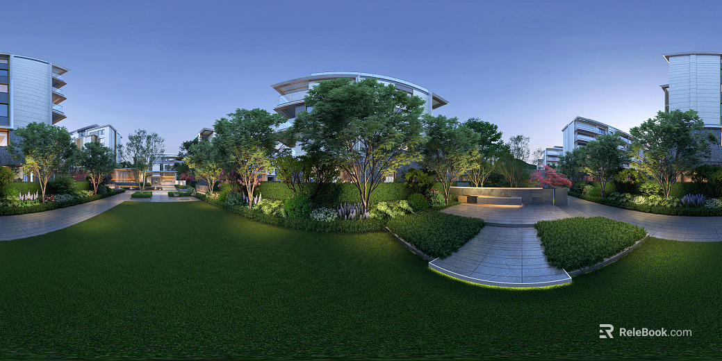 hdr multi-storey residential garden landscape green space texture