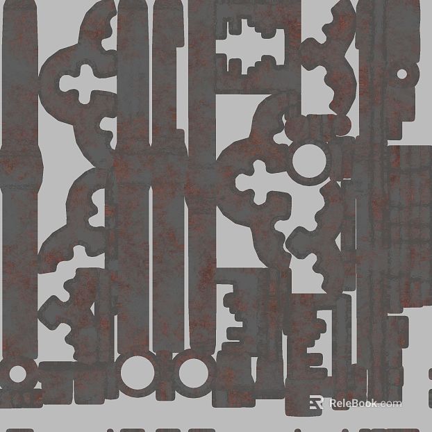 Red brown old carved metal components texture
