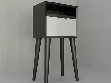 Modern black and white solid wood bedside table 3d model