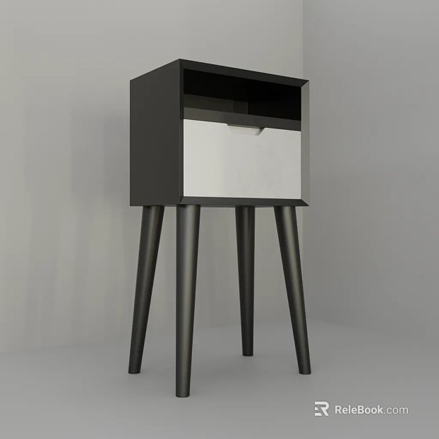 Modern black and white solid wood bedside table texture