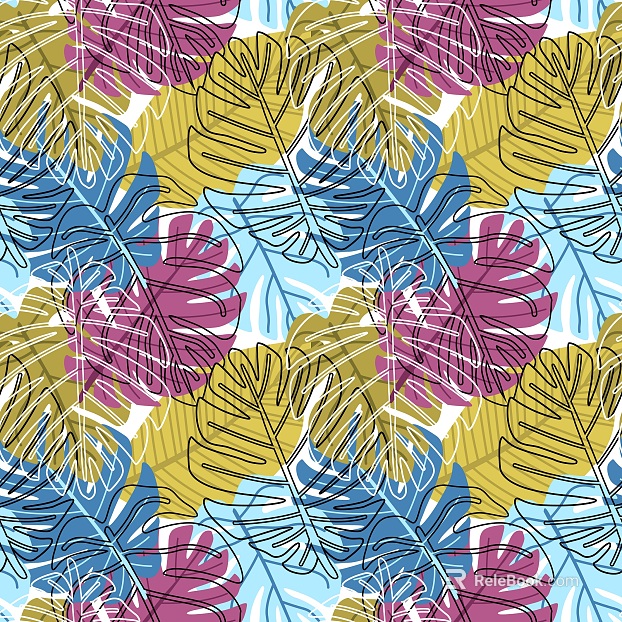 Modern plant print wallpaper texture