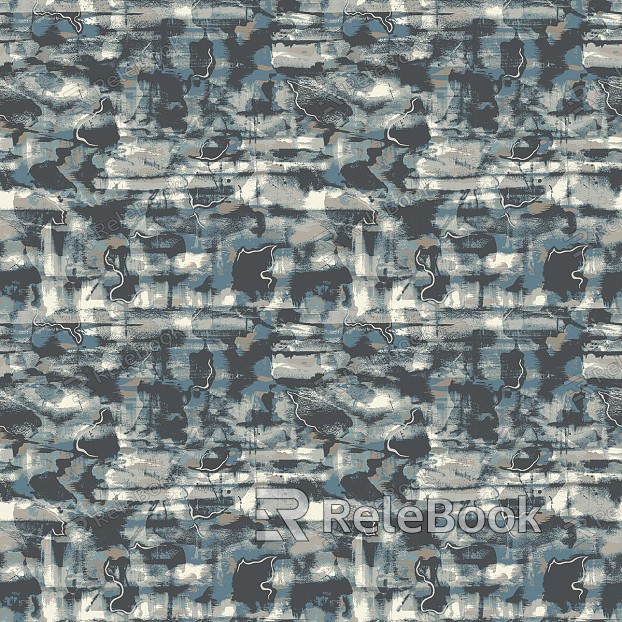 A square carpet featuring an intricate, repeating geometric pattern in shades of blue, green, and brown on a cream background, exuding a vintage yet modern aesthetic.