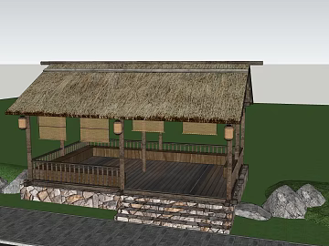 Quiet Wind Thatch Wooden Rest Pavilion texture (ID:ffaeh067824)