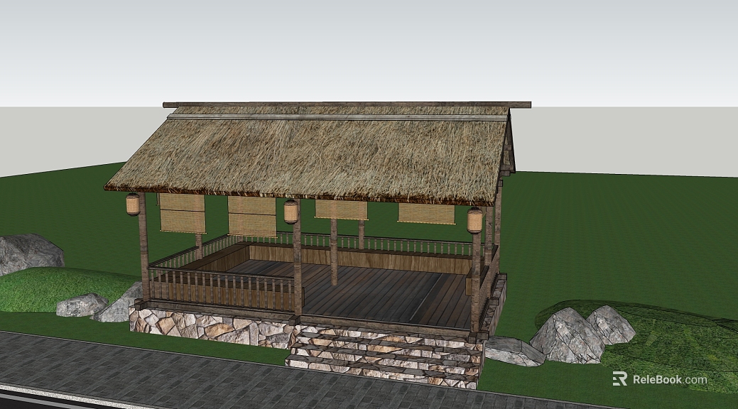 Quiet Wind Thatch Wooden Rest Pavilion texture