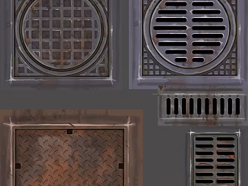 Do the old metal municipal drainage manhole cover texture (ID:ffaeh481439)