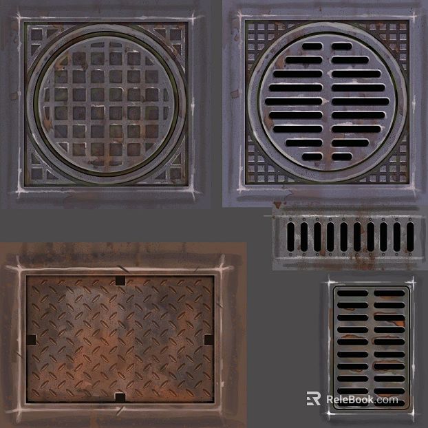 Do the old metal municipal drainage manhole cover texture