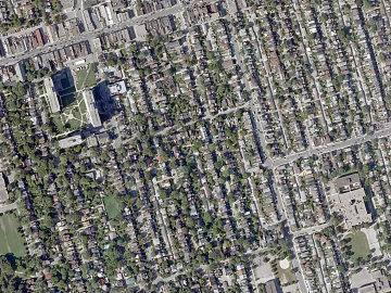 Aerial view of city blocks 3d model