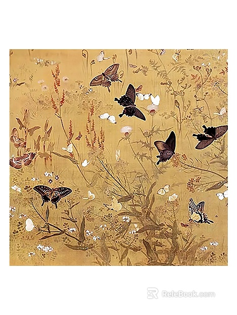 Chinese Style Yellow Bottom Butterfly Group Decorative Painting texture