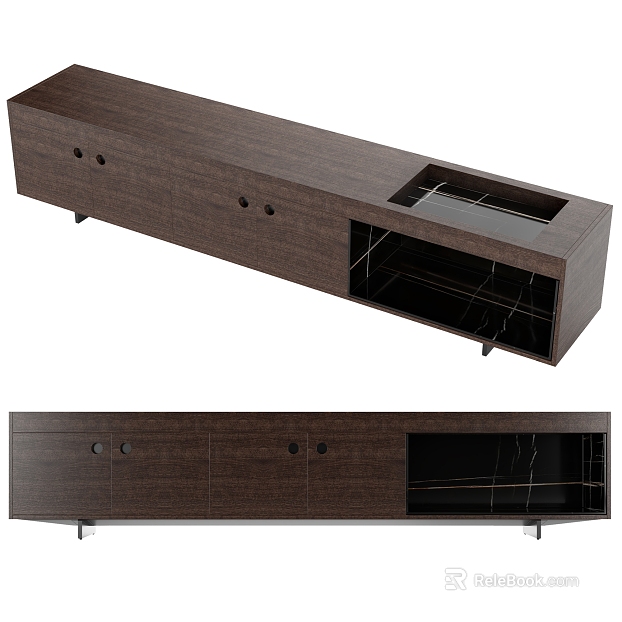Deep Walnut Modern Style Living Room TV Cabinet texture