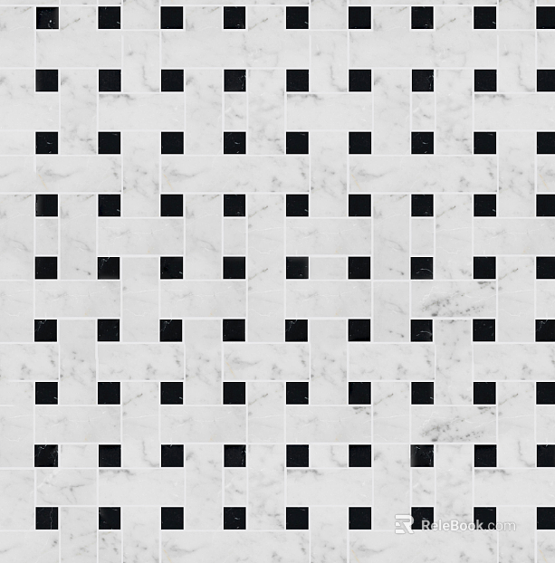 Black and white marble mosaic kitchen wall texture