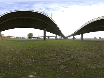 Park pedestrian bridge daytime cloudy HDR texture (ID:ffabg29801)
