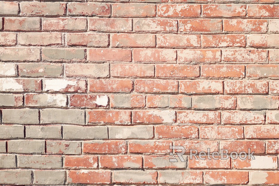 A textured brick wall in shades of red and orange, with signs of weathering and age, showcasing a rustic and sturdy appearance.