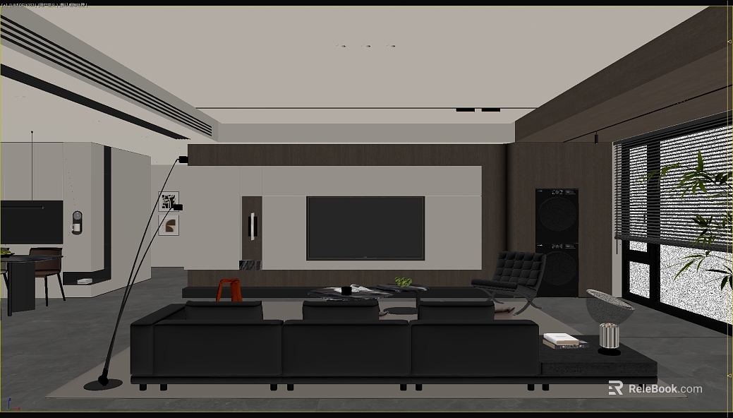 Modern dark gray wood veneer living room background wall texture
