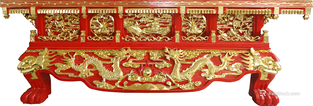 Wood carved dragon gold texture