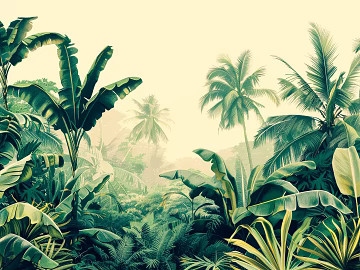 European Literary Plants Tropical Rainforest Wallpaper 3d model