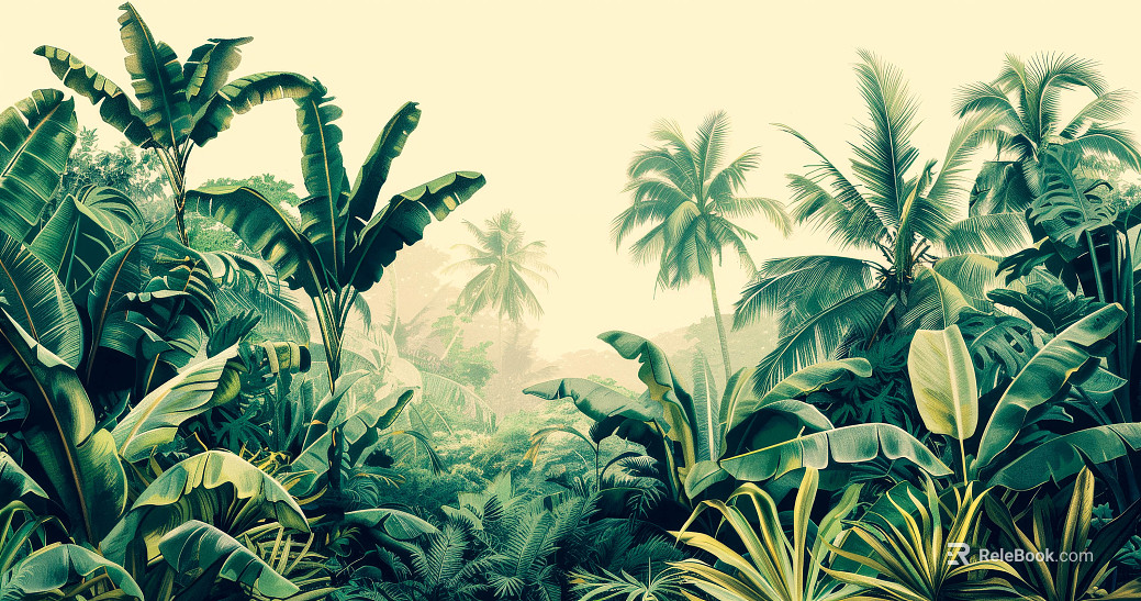European Literary Plants Tropical Rainforest Wallpaper texture