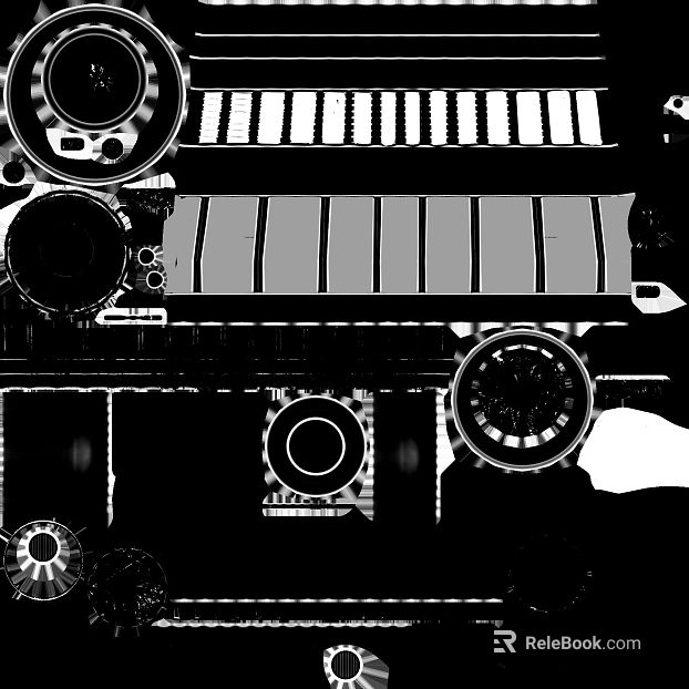 Black and white mechanical wind metal panel map texture